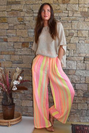Peruvia Pillow Cotton Wide Leg Pant Lemon